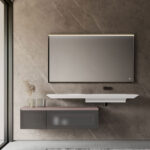 Specchio rettangolare Tecnica con telaio in alluminio e luce integrata  - Ideagroup
