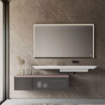 Specchio rettangolare Tecnica con telaio in alluminio e luce integrata  - Ideagroup