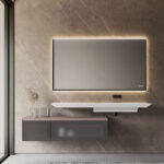 Specchio rettangolare Tecnica-Up retroilluminato con telaio in alluminio e luce integrata  - Ideagroup