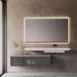 Specchio rettangolare Tecnica-Up retroilluminato con telaio in alluminio e luce integrata  - Ideagroup